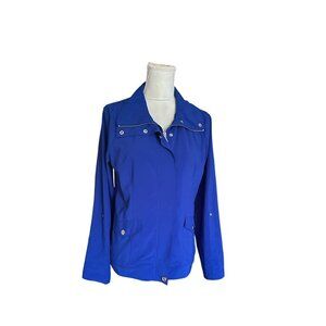 Laura Ashley Womens Blue Lightweight  Utility Jacket S Pockets Full Zip Casual